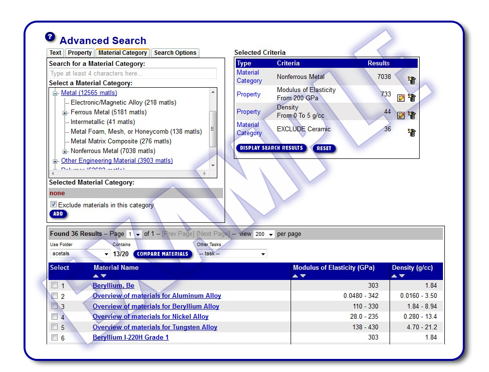 MatWeb Advanced Search